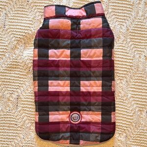 Plaid XL Dog Puffer Jacket in Pink and Black
